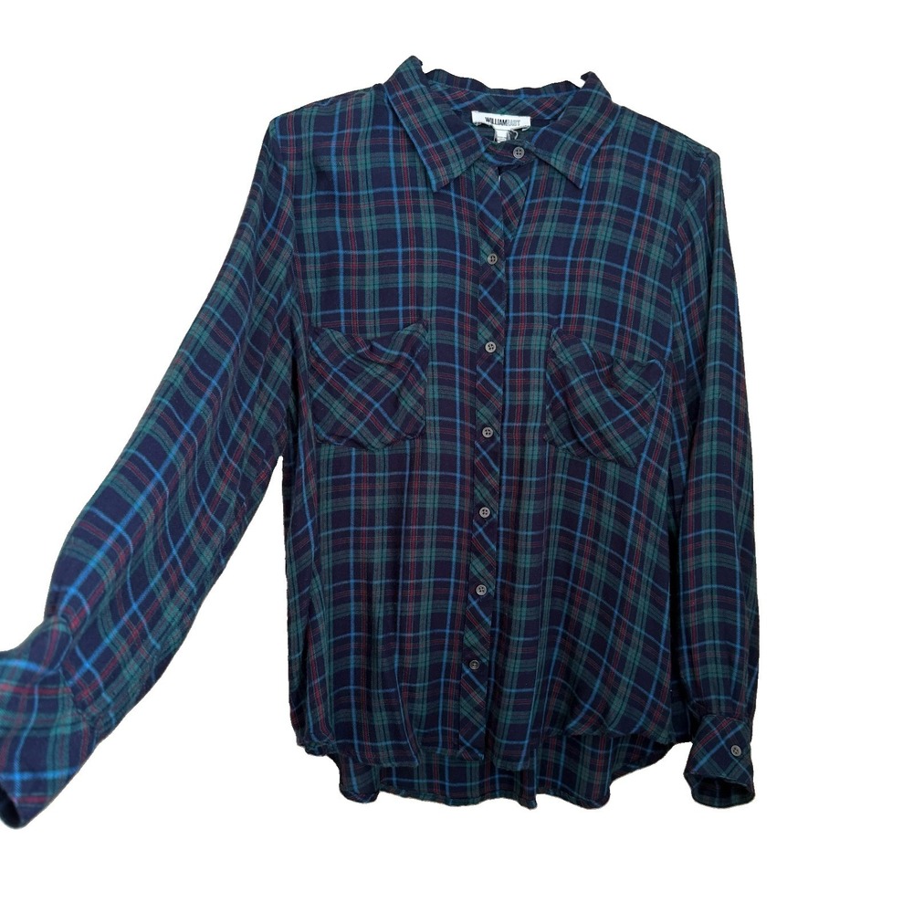 William Rast Brushed Flannel Plaid Button Up Top Sz L Long Sleeve SOFT Gorpcore